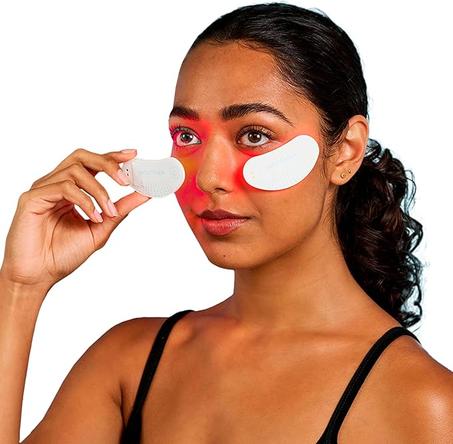 رقع عيون صغيرة ديولوكس بإضاءة LED للعلاج بالضوء الأحمر مع 24 نقطة هيدروكولويد مائي تحفز الكولاجين وتقلل التجاعيد وتقوي وتضيء من سموث سكين