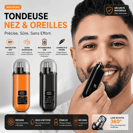 Tondeuse Électrique Nez et Oreilles Coupe Précise et Sans Douleur