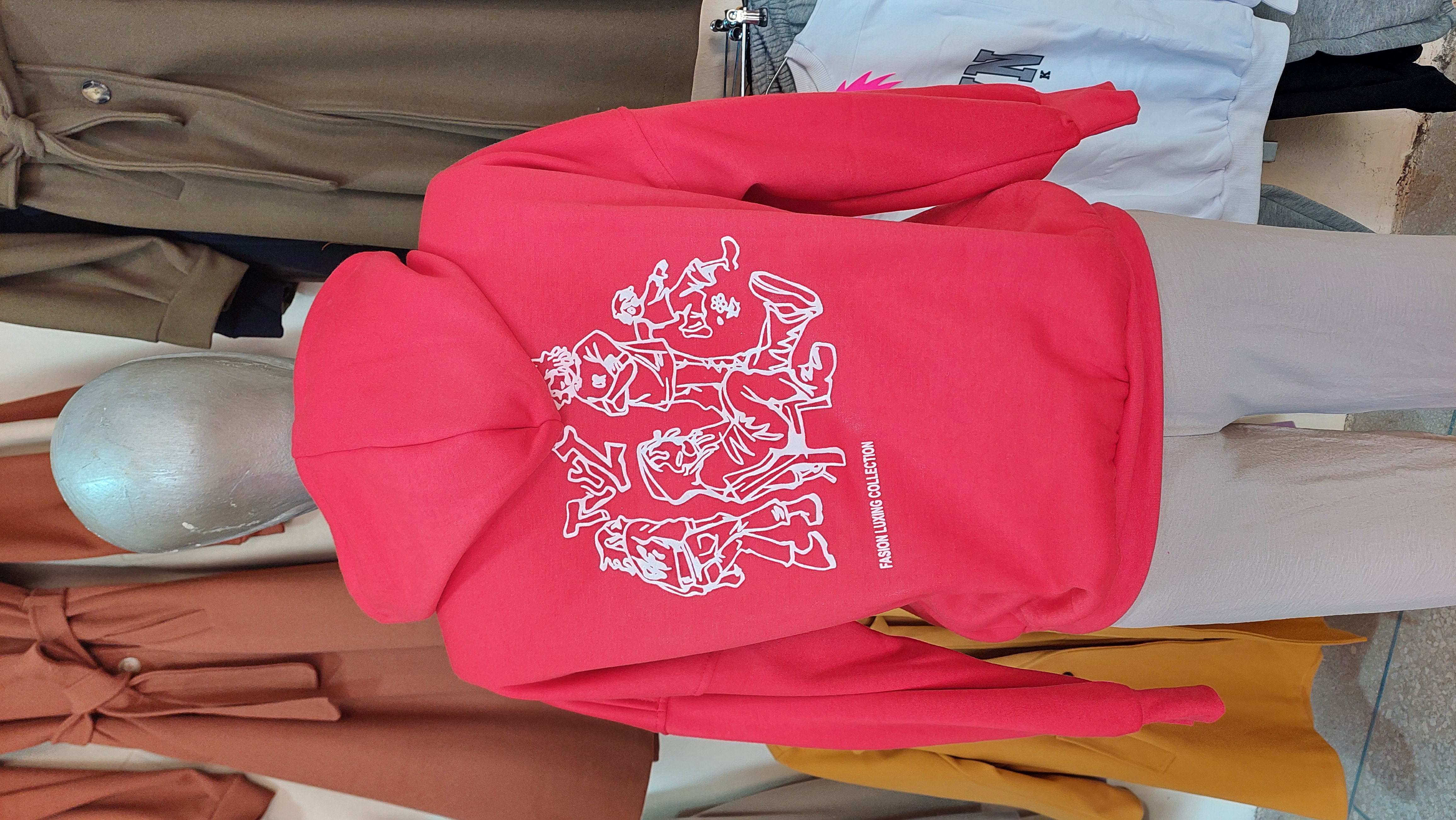 Sweet-shirt à capuche rouge pour femme