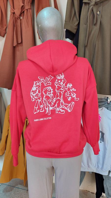 Sweet-shirt à capuche rouge pour femme