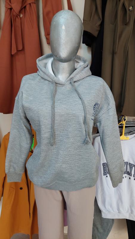 Sweet-shirt à capuche gris pour femme