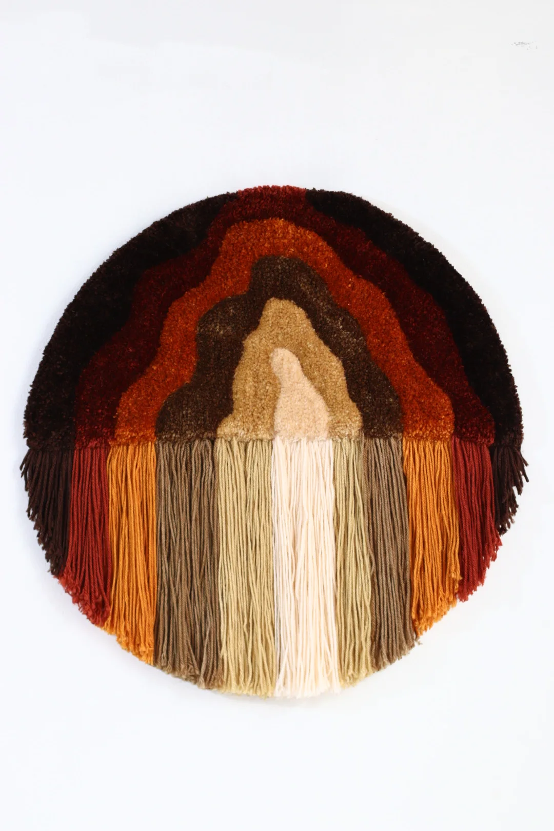 Décoration murale ronde en fibres -sable
