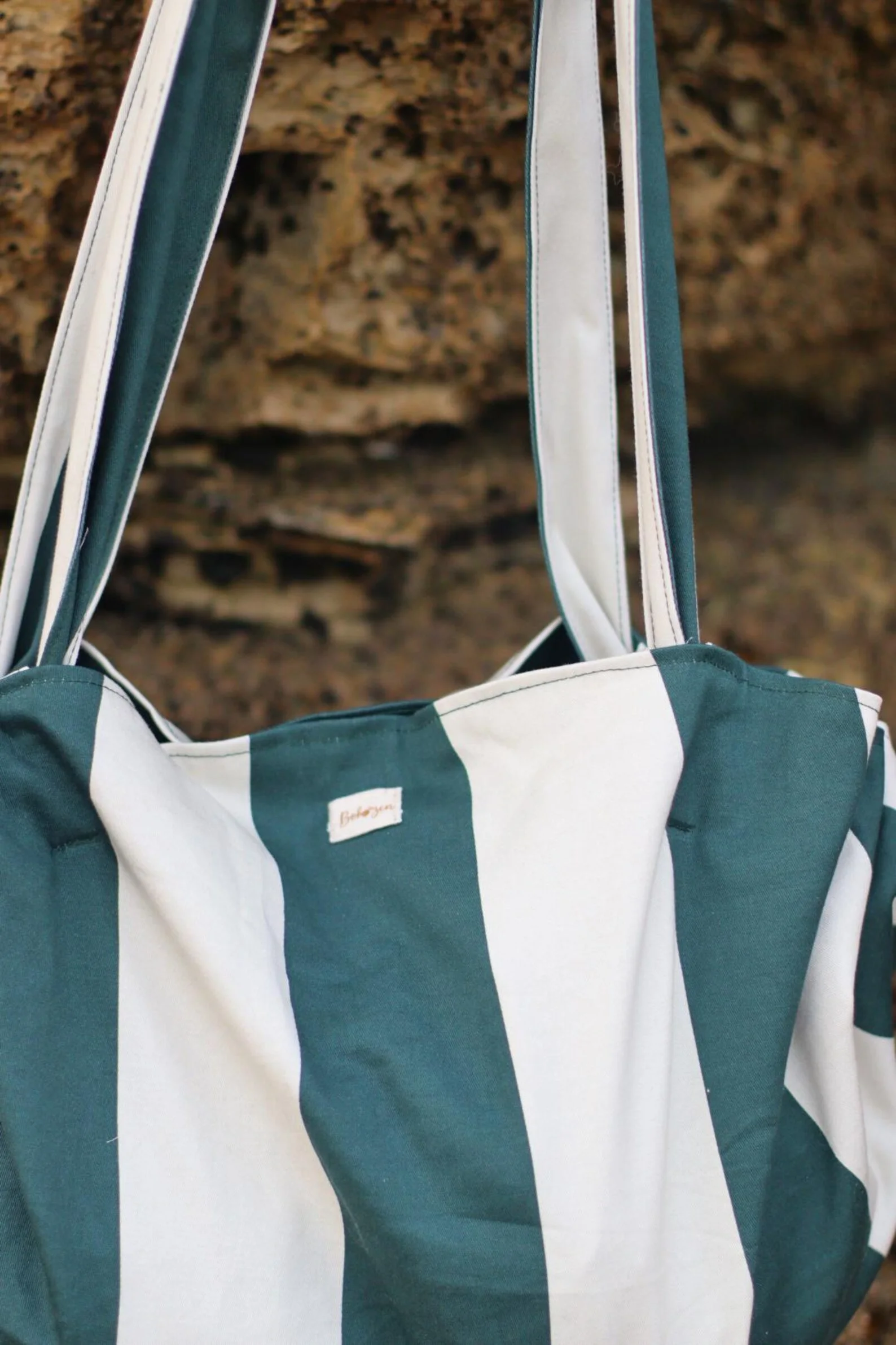 Sac de plage rayé fait main
