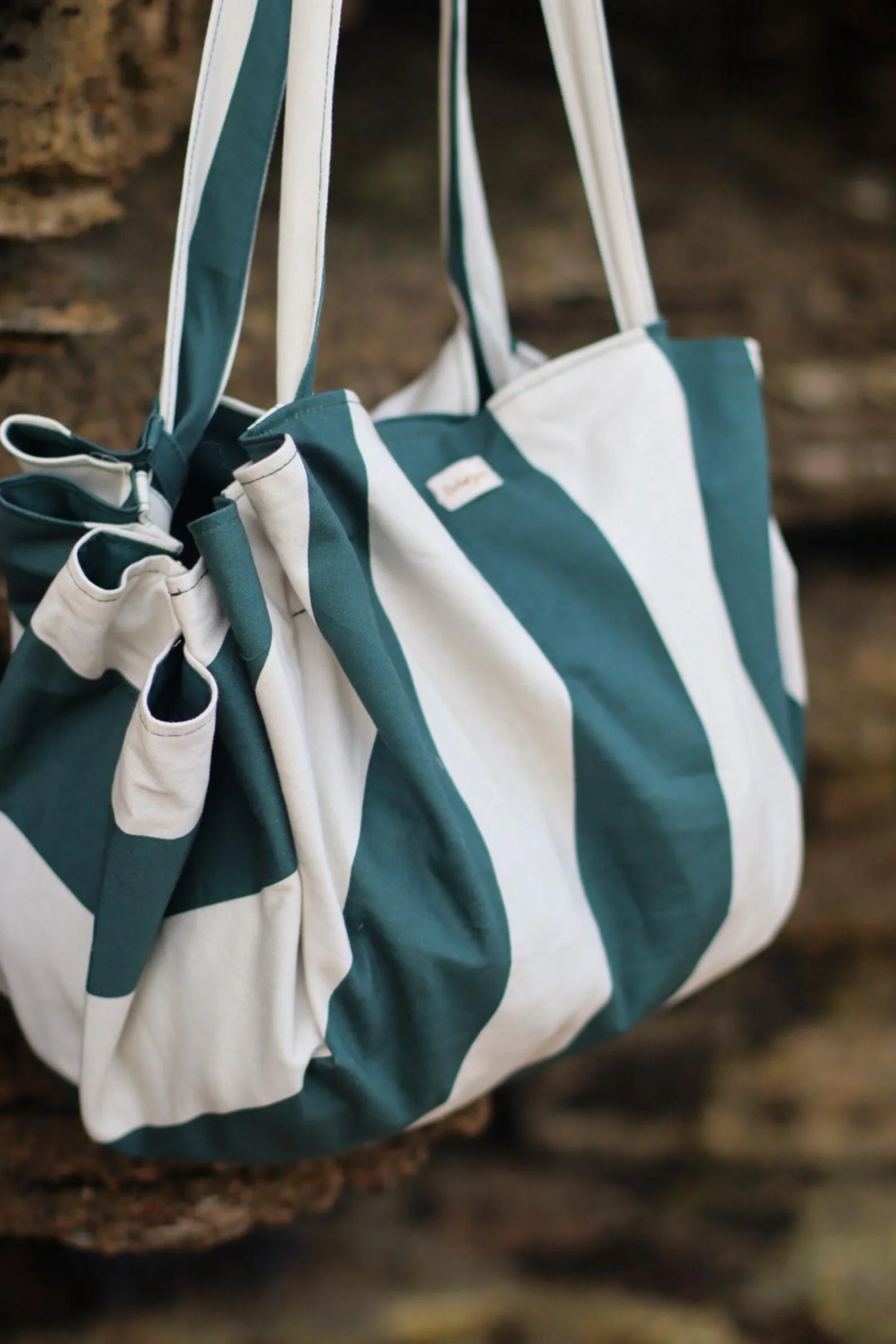 Sac de plage rayé fait main