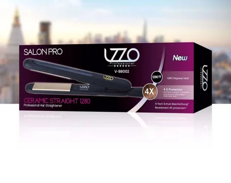 علاج الكيراتين الاحترافي من صالون Lzzo بدرجة حرارة 1280 درجة فهرنهايت حماية X4 سيراميك مستقيم