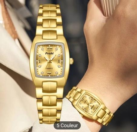 Montre à Quartz Dorée Élégante pour Femmes POSHI