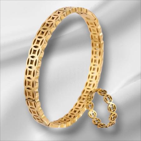 2 pièces Bagues Rétro en Acier Inoxydable Creuses pour femme Design Géométrique