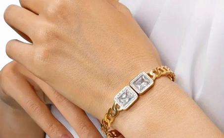 Bracelet en Acier Inoxydable Plaqué Or 18K