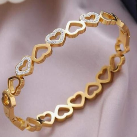 Bracelet exquis en acier inoxydable avec strass en forme de cœur pour femme, idéal