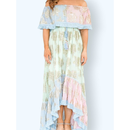 Robe longue imprimé fleuri doré