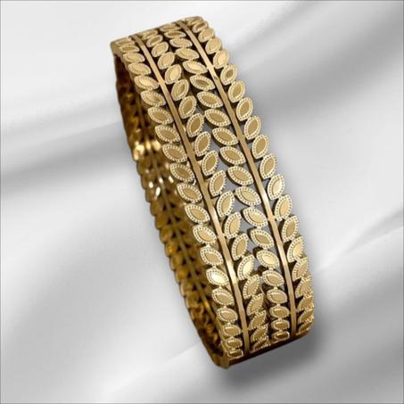 Bracelet Large en Acier Inoxydable Vintage à Feuille Creuse