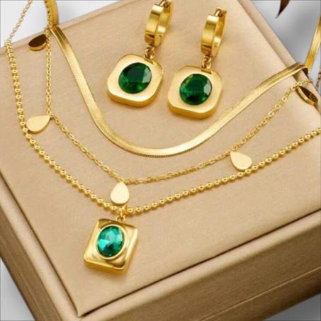 Ensemble de bijoux en acier inoxydable rétro de luxe de niche