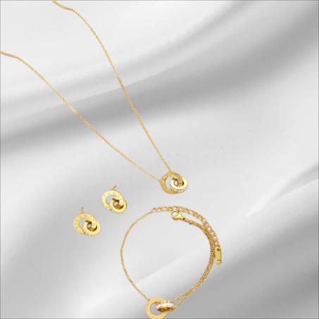 ensemble En Acier Inoxydable Doré Faux Diamant Chiffres Romains