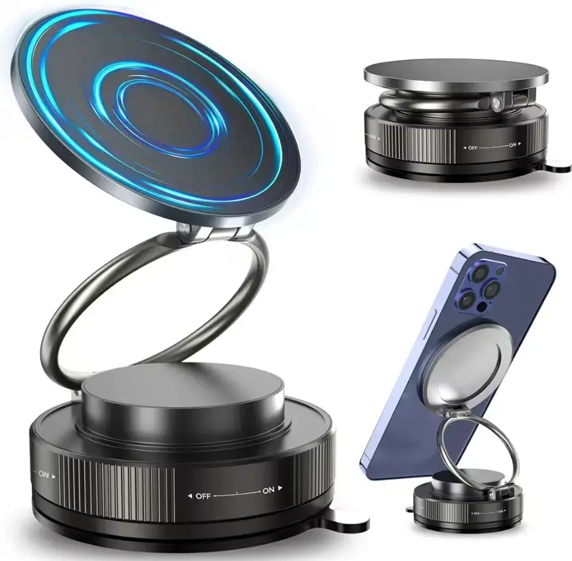 حامل الجوال المغناطيسي الذكي بقاعدة شفط قوية ودوران 360 درجة