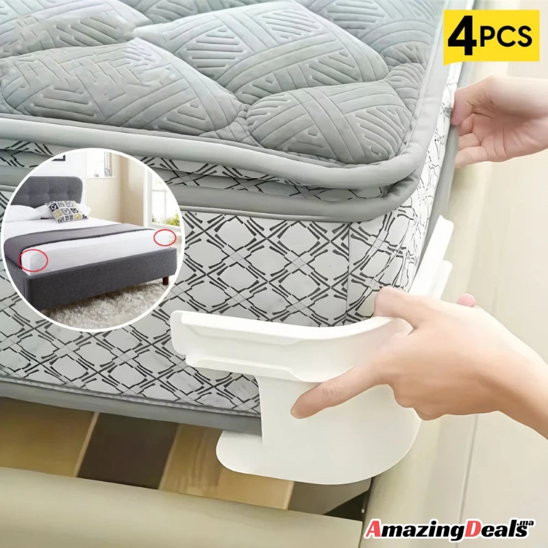 4 Fixateurs de Draps – Votre Lit Toujours Bien Tendu, Sans Effort
