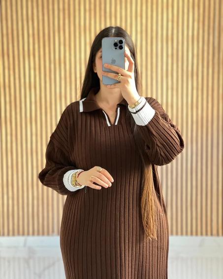 🧶 فستان شتوي محيك - تصميم أنيق ومريح