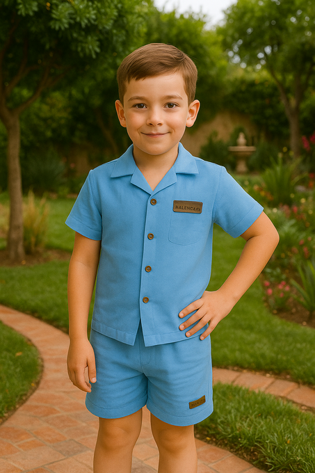 Ensemble pour garçons : chemise et short, top d’été rafraîchissant