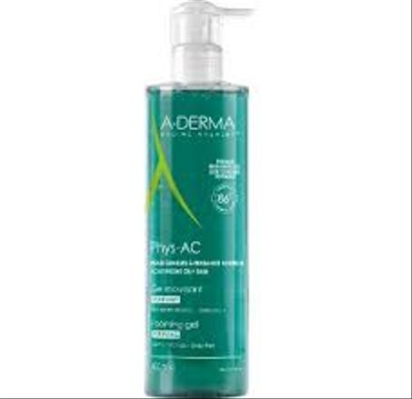 A-derma PHYS-AC  - Gel Moussant Nettoyant Purifiant  Grasses à Tendance Acnéique, 400ml