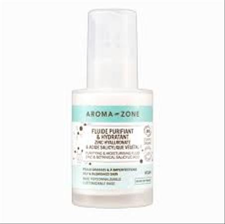 AROMA ZONE Fluide purifiant et hydratant , Zinc hyaluronate & Acide salicylique végétal, 50ml