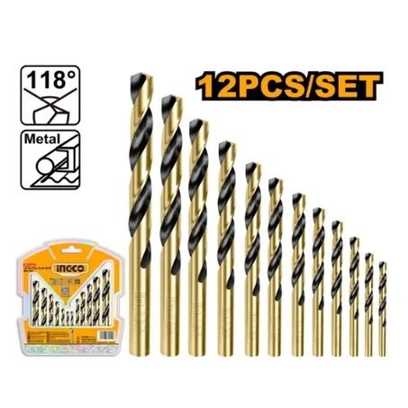 طقم رؤوس حفر INGCO – 12 قطعة (cobalt + HSS)