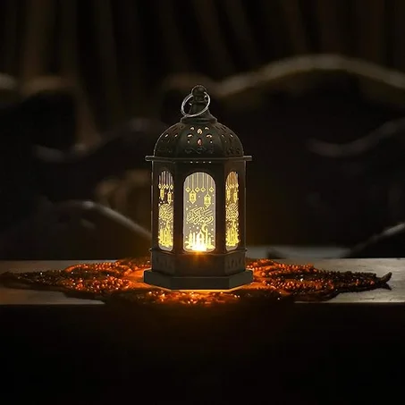 فانوس رمضان بني اللون مصباح طاولة صغير سهل التعليق