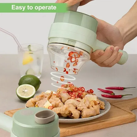 قطاعة خضروات كهربائية - Hachoir Électrique Portable 4 en 1 pour Légumes