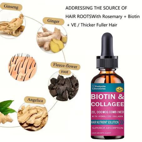 بيوتين سائل لنمو الشعر للرجال والنساء (20000 ميكروغرام)