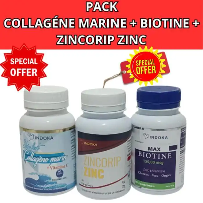 pack Santé & Beauté : Collagène Marin + Biotine Max + Zinc