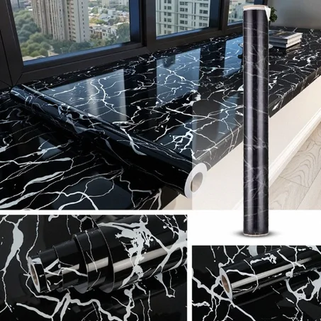 Black Marble Sticker Kitchen ( 5m × 60 cm)