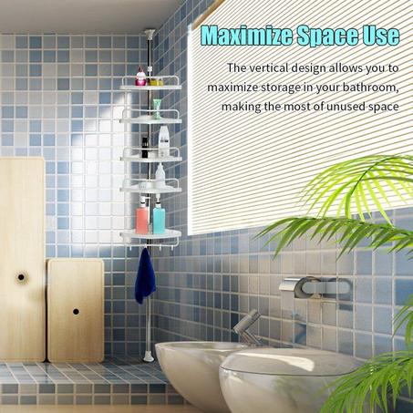 كوان الحمام من البلاستيك والإنوكس قابل للتمديد   Multi corner shelf 4tier 16kg