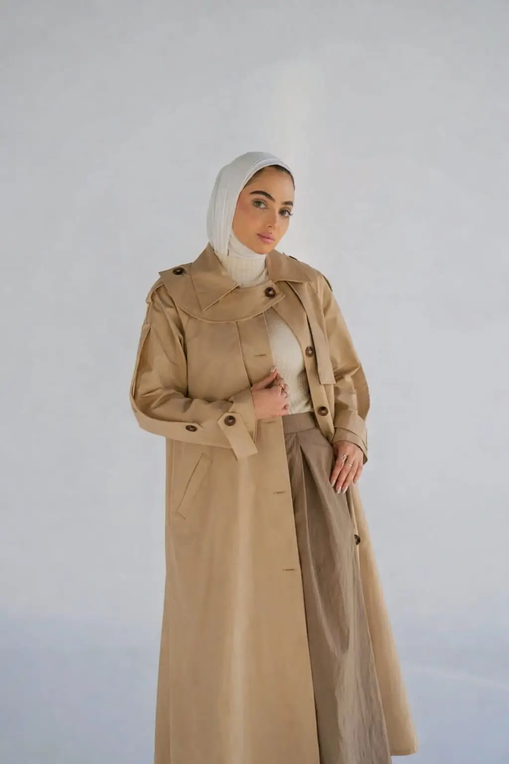 ترنش كوت محتشم[Long  Trench Coat]