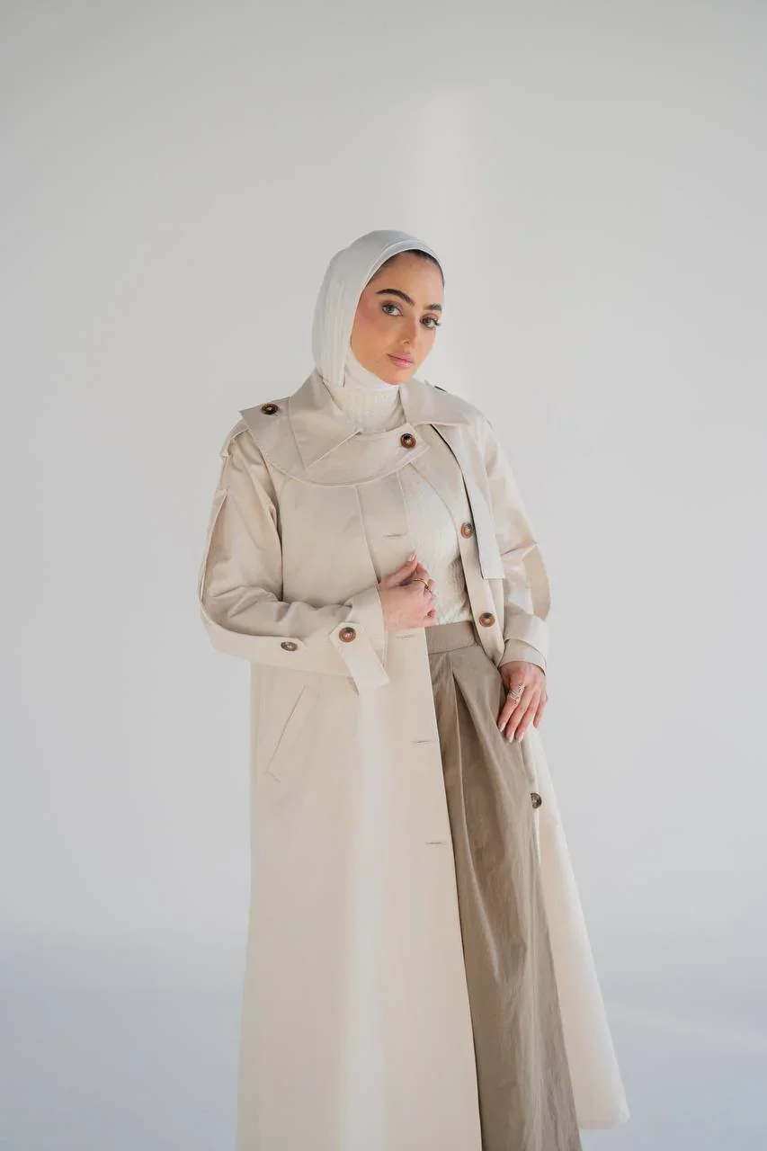 ترنش كوت محتشم[Long  Trench Coat]