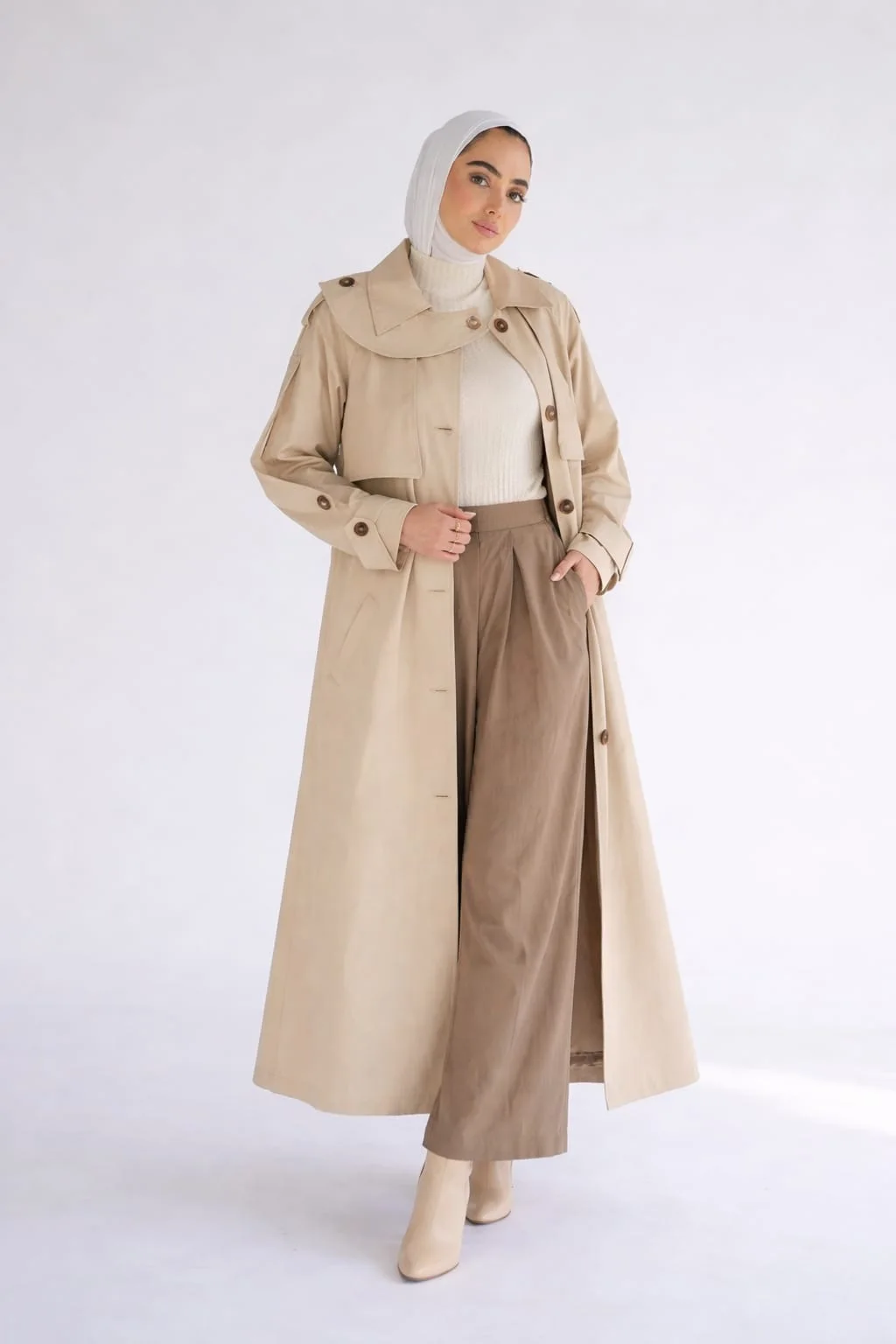 ترنش كوت محتشم[Long  Trench Coat]
