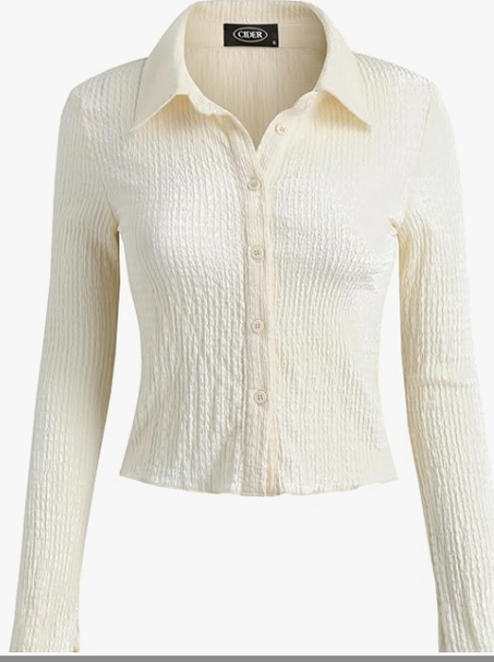 قميص نسائي بأكمام جرس من CIDER - قميص طويل الأكمام بأزرار - بلوزة كاجوال أنيقة للمكتب والأعمال