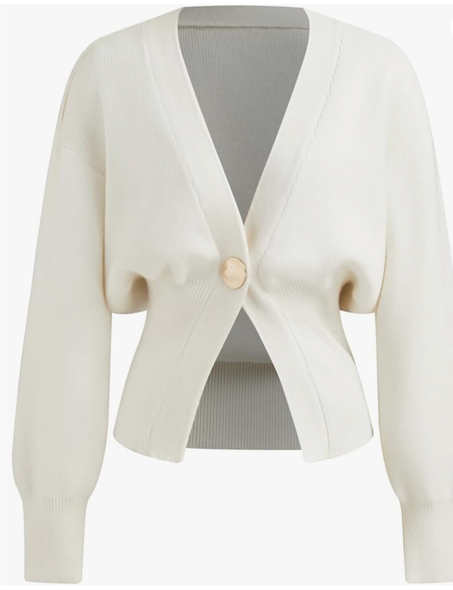 كارديغان صوفي نسائي أنيق بأزرار – تصميم عصري مفتوح برقبة V وأكمام طويلة