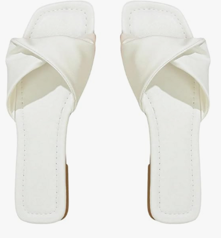 صنادل نسائية من GORGLITTER بتصميم ملتف، مقدمة مربعة، مصنوعة من الجلد، أنيقة، مناسبة لفصل الصيف، سهلة الارتداء