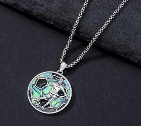 قلادة رياضية للرجال من الفضة الإسترلينية 925 - كرة قدم / كرة سلة / تنس، هدية مجوهرات رياضية لعشاق ولاعبي الرياضة
