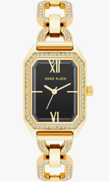 ساعة أنيقة نسائية من آن كلاين بسوار مرصع بالكريستال الفاخر