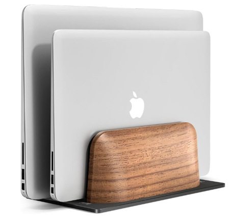 حامل عمودي خشبي للابتوب من UPERGO – بفتحتين، حامل مكتبي قابل لتعديل العرض مناسب لأجهزة MacBook Pro وأجهزة اللابتوب الأخرى