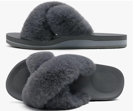 شباشب نسائية من COFACE – شباشب منزلية ناعمة بفرو صناعي مفتوحة الأصابع مع دعم تقوس القدم للاستخدام الداخلي والخارجي