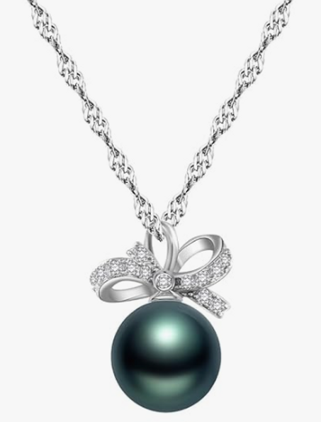 قلادة راقية بلؤلؤة تاهيتي السوداء مطلية بالذهب عيار 18 – هدية فاخرة للنساء في عيد الميلاد، عيد الزواج، عيد الأم أو عيد الحب