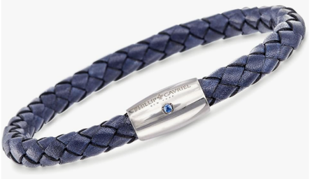 سوار رجالي من الفضة الإسترليني الإيطالية مع حجر ياقوت أزرق طبيعي – قفل مغناطيسي فاخر – تصميم أنيق بطول 20 سم