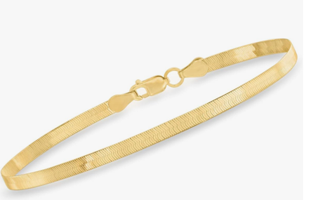 سوار هيرينغبون من الذهب الأصفر عيار 10 قيراط – عرض 3 مم، طول 7 بوصات، مشبك لوبستر، تصميم كلاسيكي فاخر للنساء