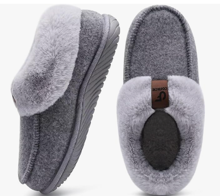 نعال نسائية مريحة بفرو دافئ ودعم لقوس القدم – مناسبة للمنزل والخارج