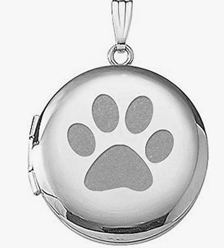 قلادة فضية عيار 925 بشكل مخلب كلب مع صورة دائرية – مقاس 3/4 × 3/4 بوصة