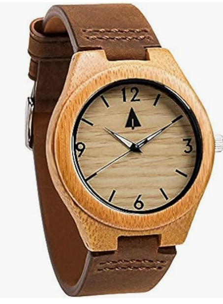 ساعة Treehut الخشبية الرجالية – خشب بامبو أصلي بحركة يابانية مع حزام جلد وإبزيم فولاذي قابل للتعديل – متوفرة بثلاثة ألوان مميزة