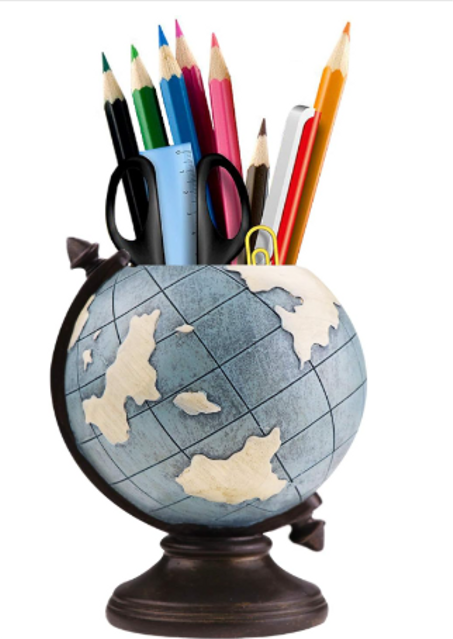 حامل أقلام على شكل كرة أرضية من MUAMAX لمكتبك – منظم أقلام وأدوات مكتبية للمنزل والمكتب