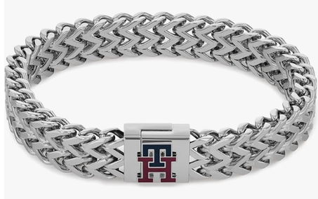 سوار رجالي من تومي هيلفيغر - سوار سلسلة من الفولاذ المقاوم للصدأ مع إغلاق مغناطيسي - تصميم عصري - هدية مثالية