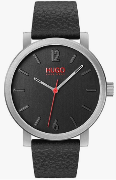 ساعة HUGO #RASE رجالية فاخرة – سوار جلد ومينا أزرق داكن