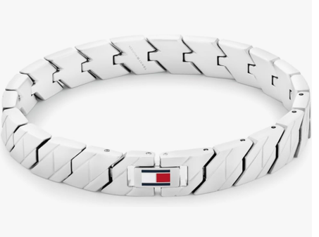 سوار رجالي من تومي هيلفيغر - تصميم كلاسيكي مع قفل قابل للطي - إكسسوار موضة يومي - هدية مثالية للرجل